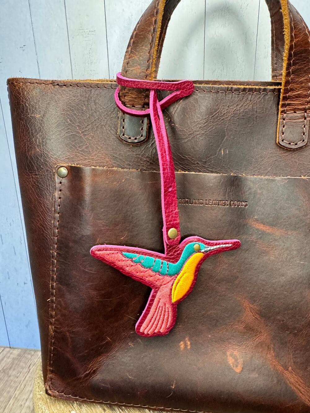 Portland Leather Hummingbird Charm ORCHID Purple Purse Charm FAST SHIP
